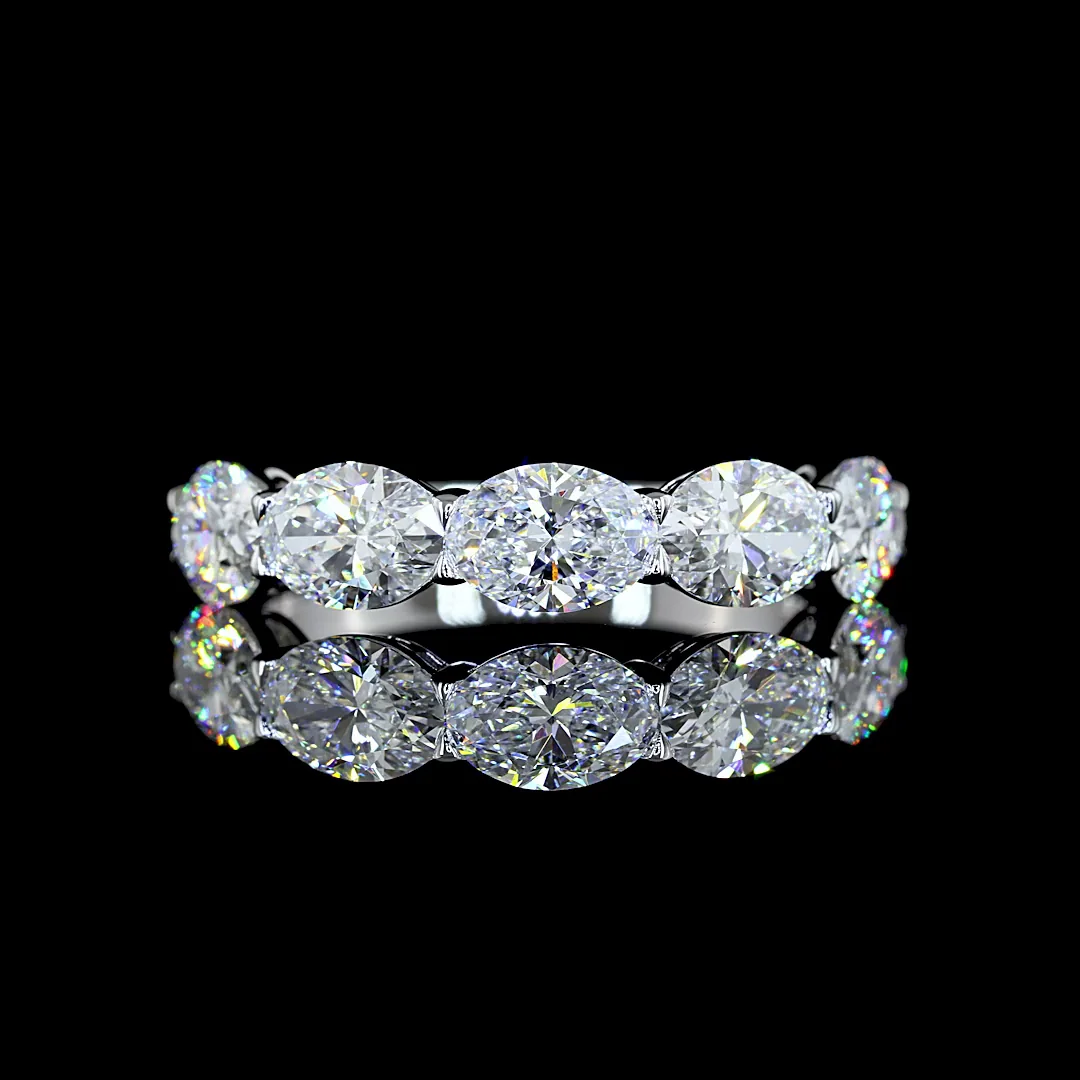 2.64 Cts 14k White Gold Oval Shape 5 Stones Eternity Band - Video