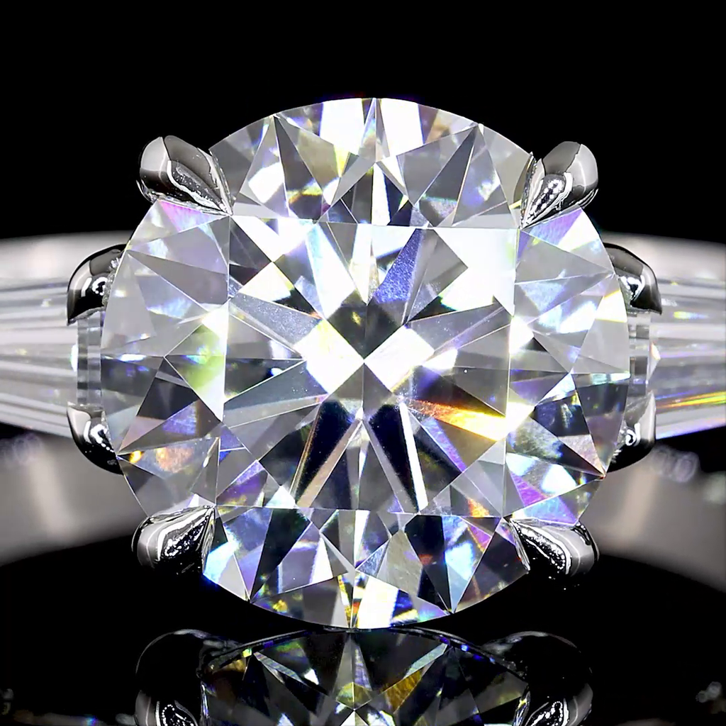 3.65 Cts Platinum Round Shape 3 Stones Ring - Image 3