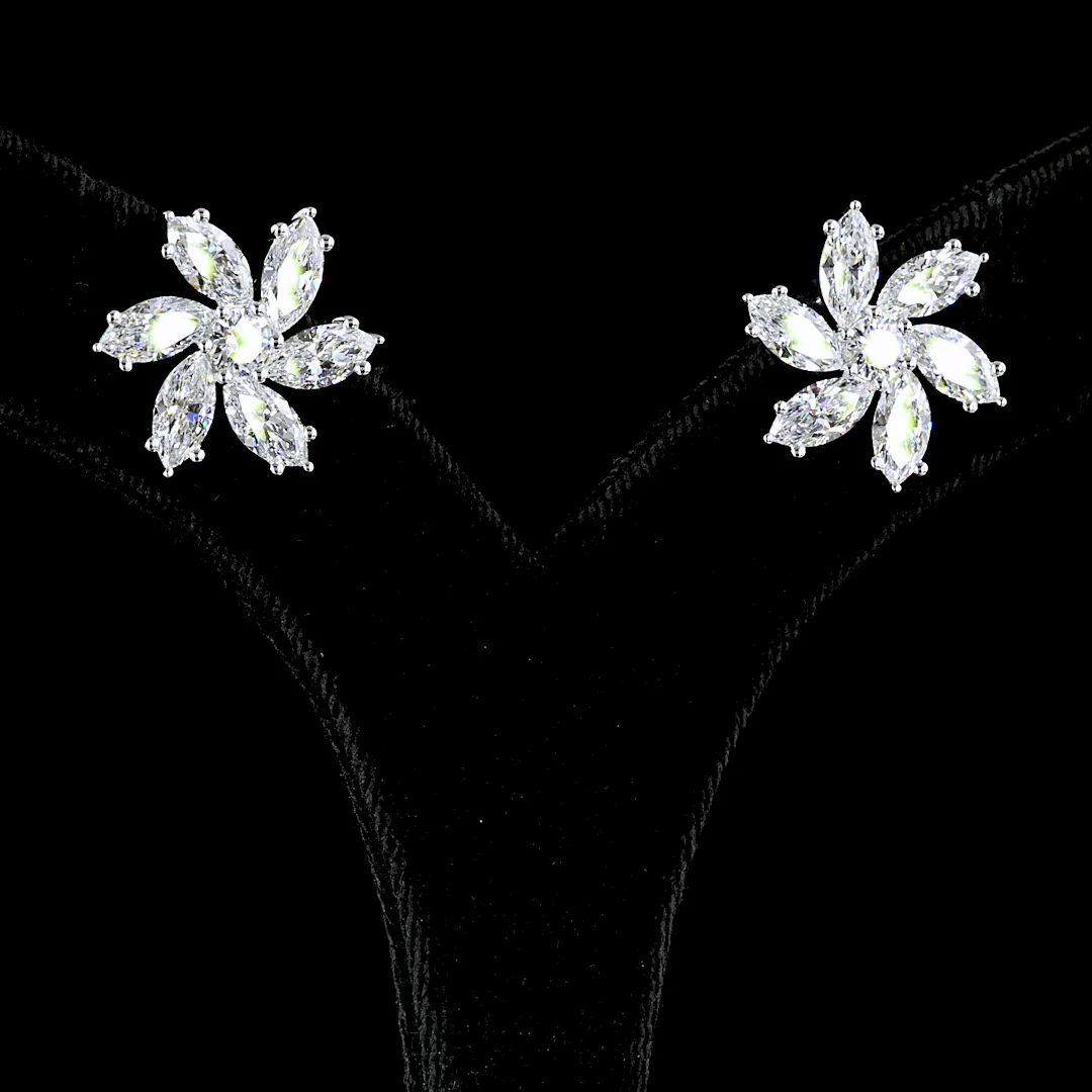5.89 Cts 14k White Gold Mix Shape Special Earring - Image 2