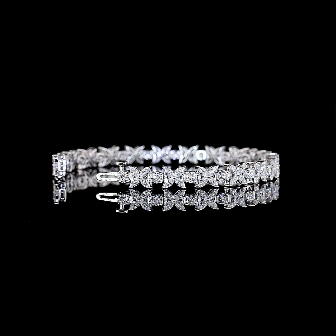5.18 Cts 14k White Gold Marquise Shape Station Line Tennis Bracelet - Image 2