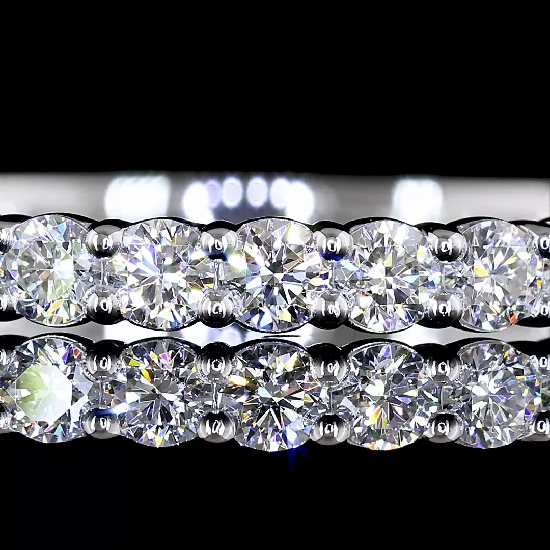 0.78 Cts 14k White Gold Round Shape 3/4 Band Eternity Band - Image 3