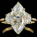 3.73 Cts 14k Yellow Gold Marquise Shape 3 Stones Ring - Image 3