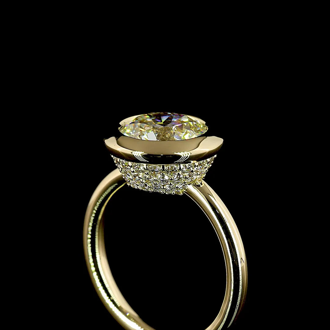 3.61 Cts 14k Yellow Gold Round Shape Hidden Halo Ring - Image 2