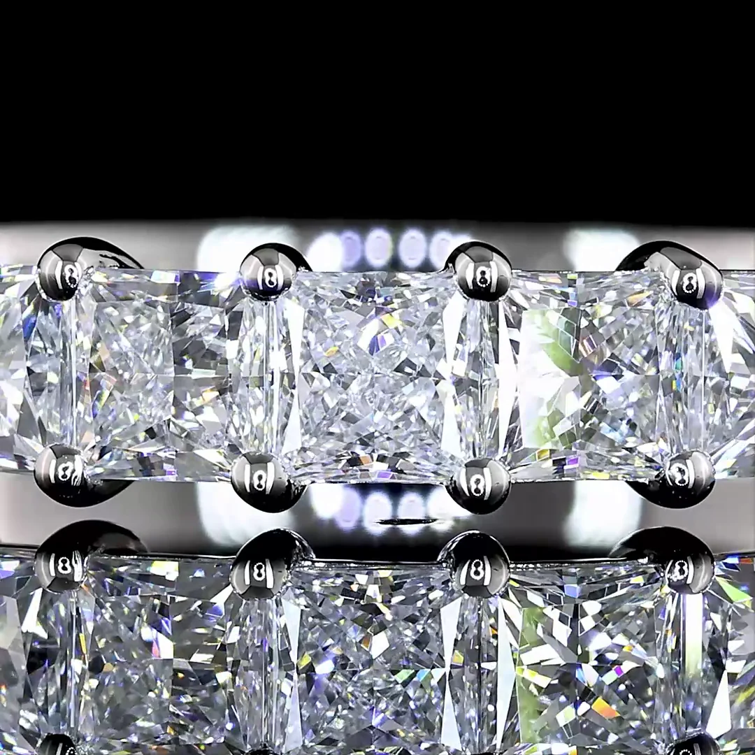 0.99 Cts Platinum Princess Shape 7 Stones Eternity Band - Image 3