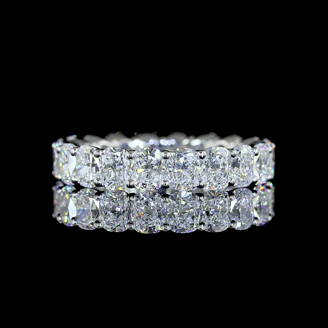 4.46 Cts Platinum Cushion Brilliant Shape Eternity Band Eternity Band - Video