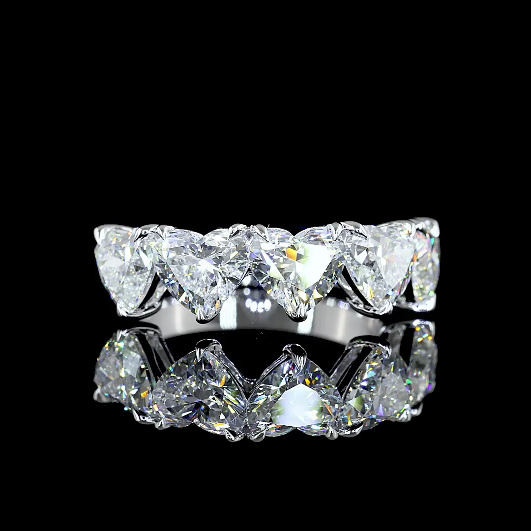 4.06 Cts 14k White Gold Heart Shape 5 Stones Eternity Band - Video
