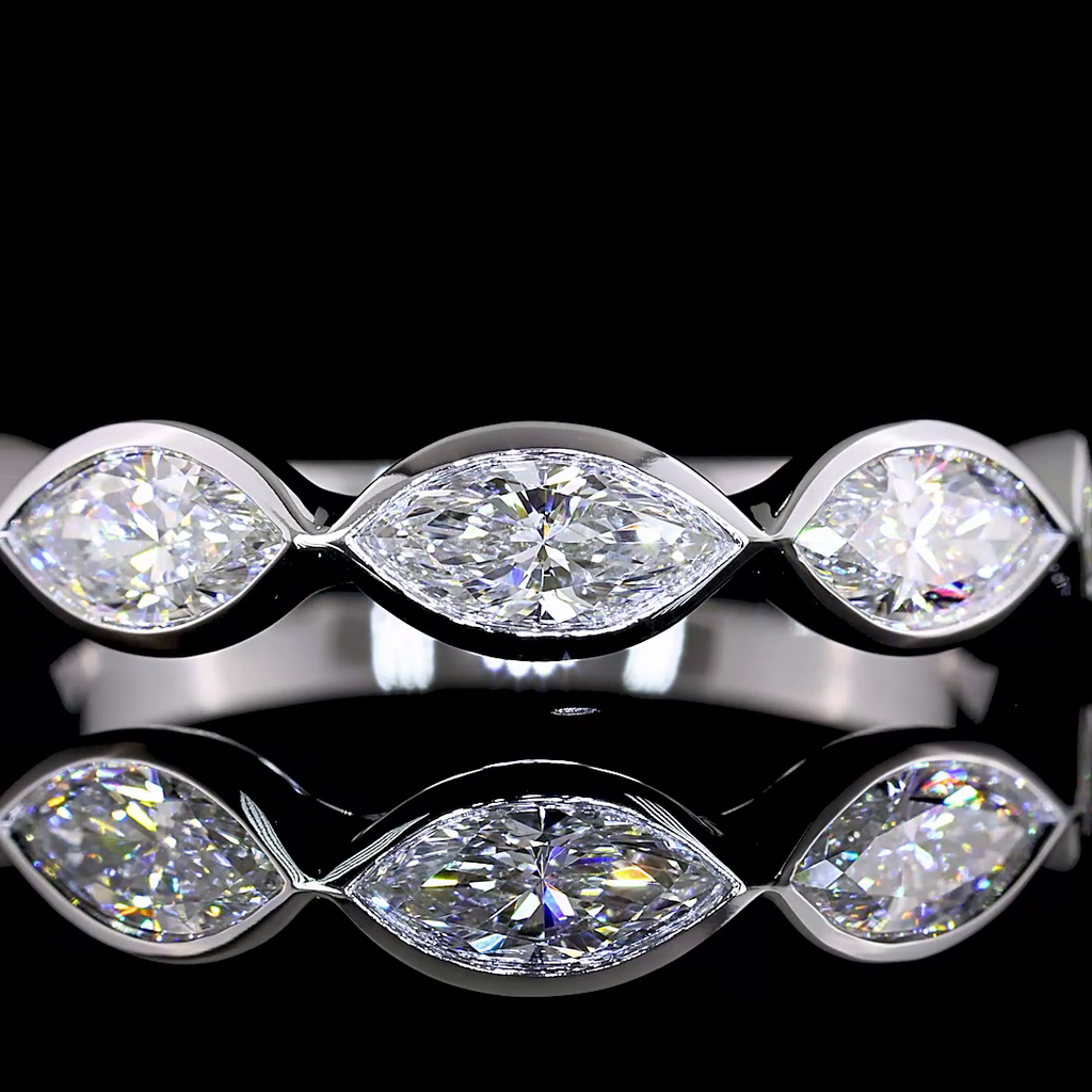 1.02 Cts 14k White Gold Marquise Shape 5 Stones Eternity Band - Image 3