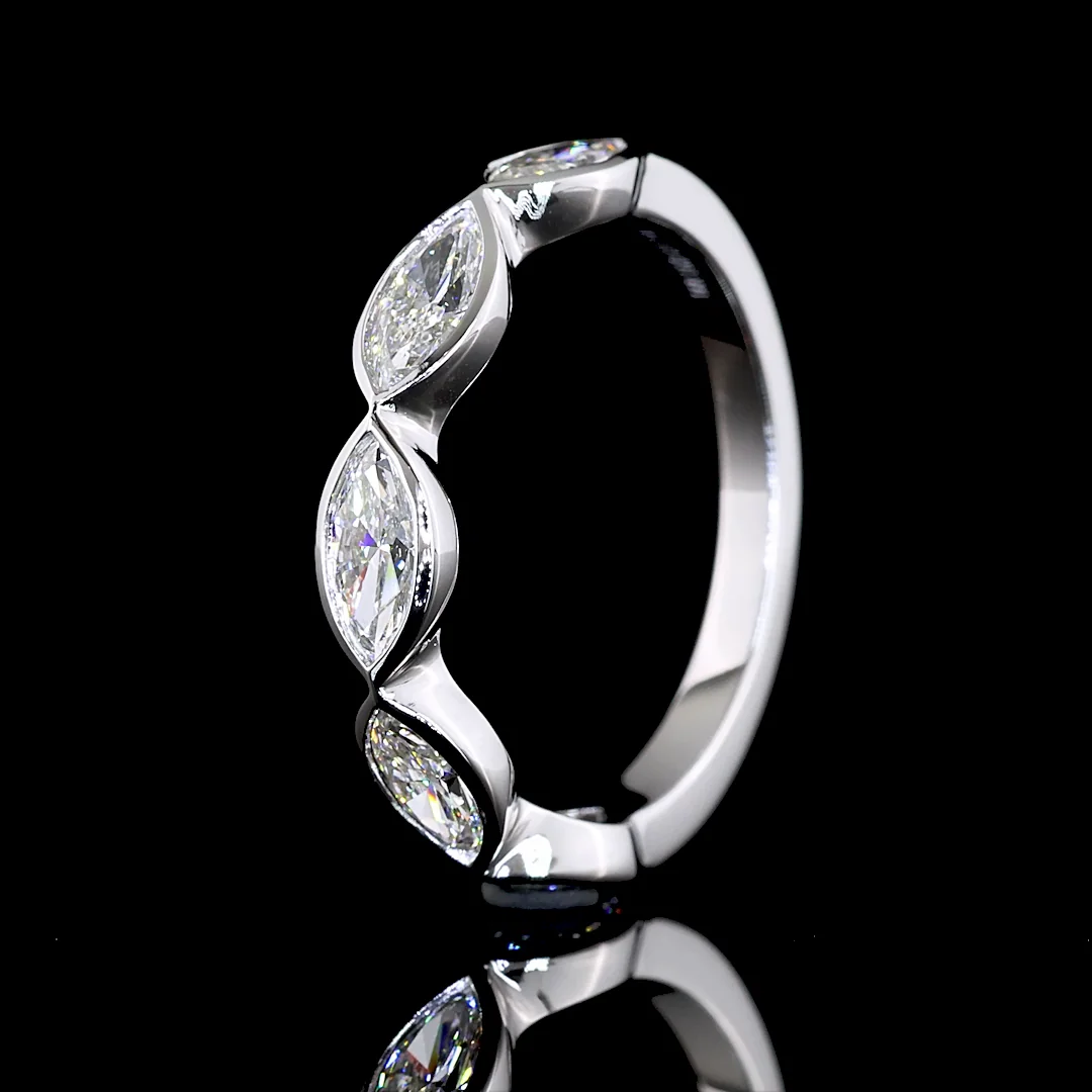 1.02 Cts 14k White Gold Marquise Shape 5 Stones Eternity Band - Image 4