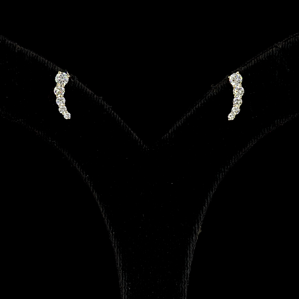 0.48 Cts 14k Yellow Gold Round Shape Crawler Earring - Video