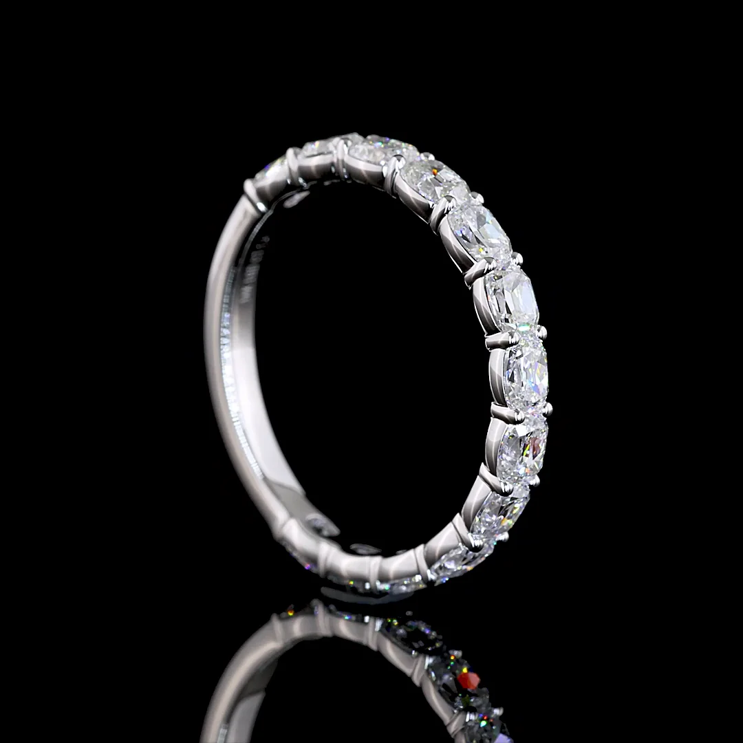1.47 Cts 14k White Gold Antique Cushion Shape 3/4 Band Eternity Band - Image 2