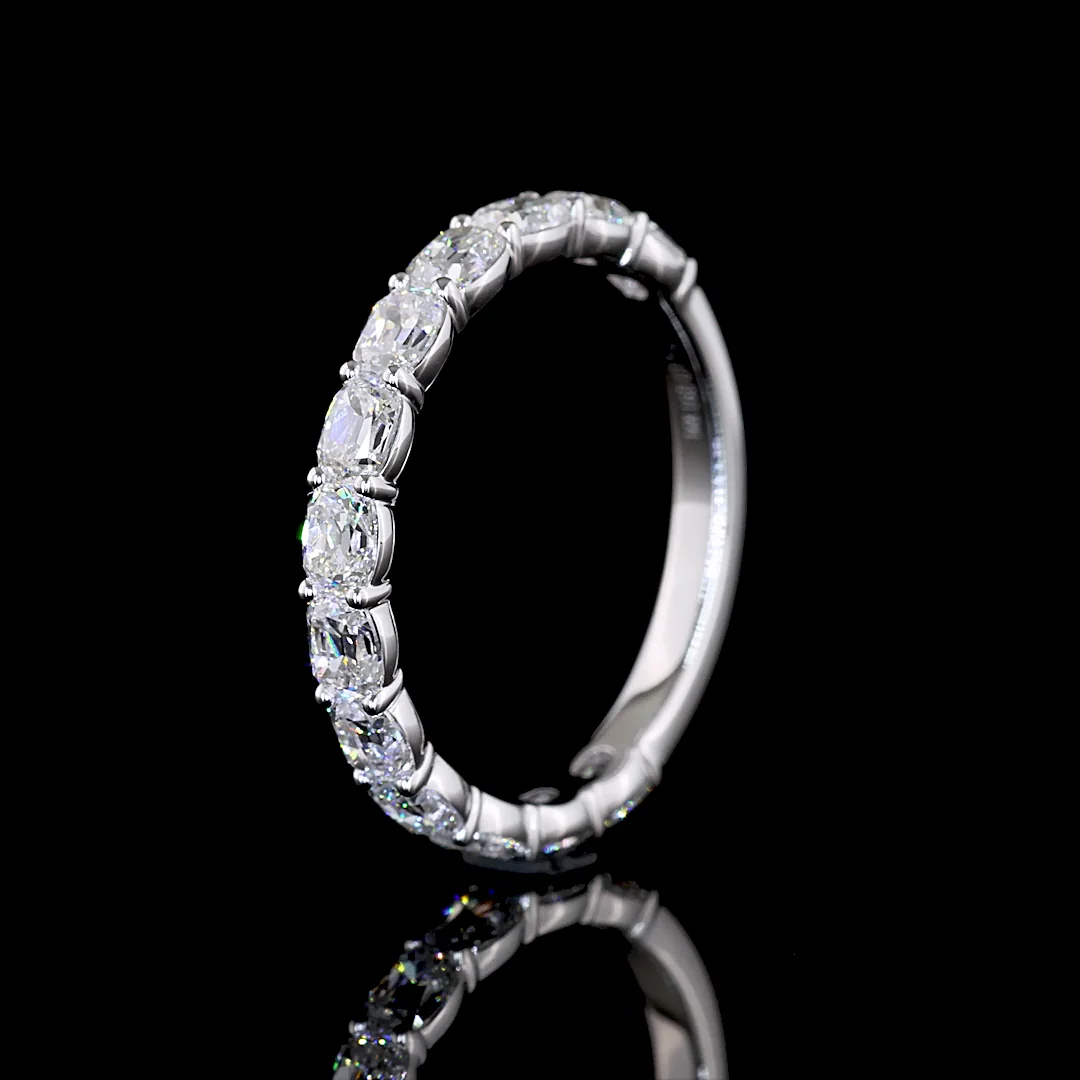 1.47 Cts 14k White Gold Antique Cushion Shape 3/4 Band Eternity Band - Image 4