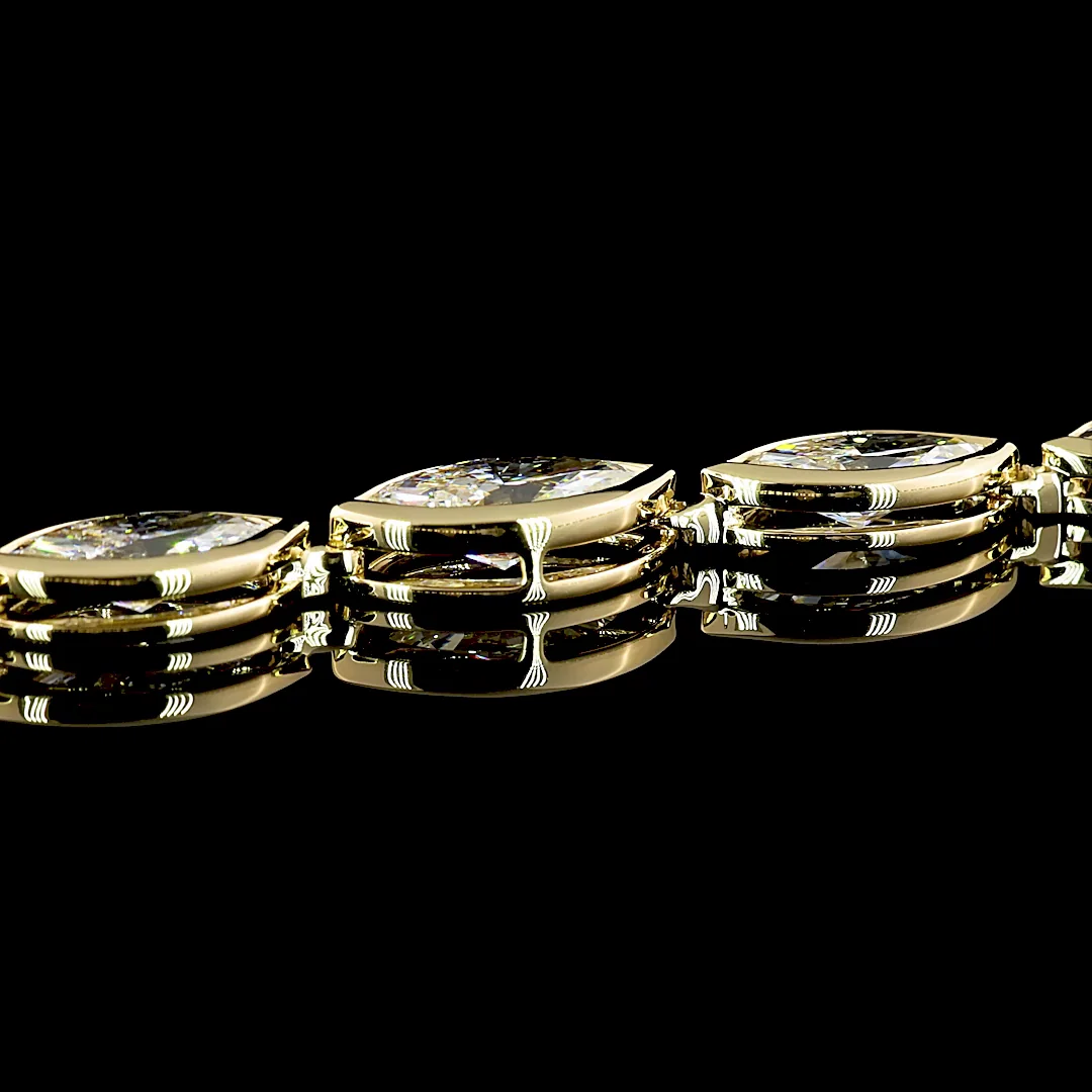 10.08 Cts 14k Yellow Gold Marquise Shape Riviera Necklace - Image 4