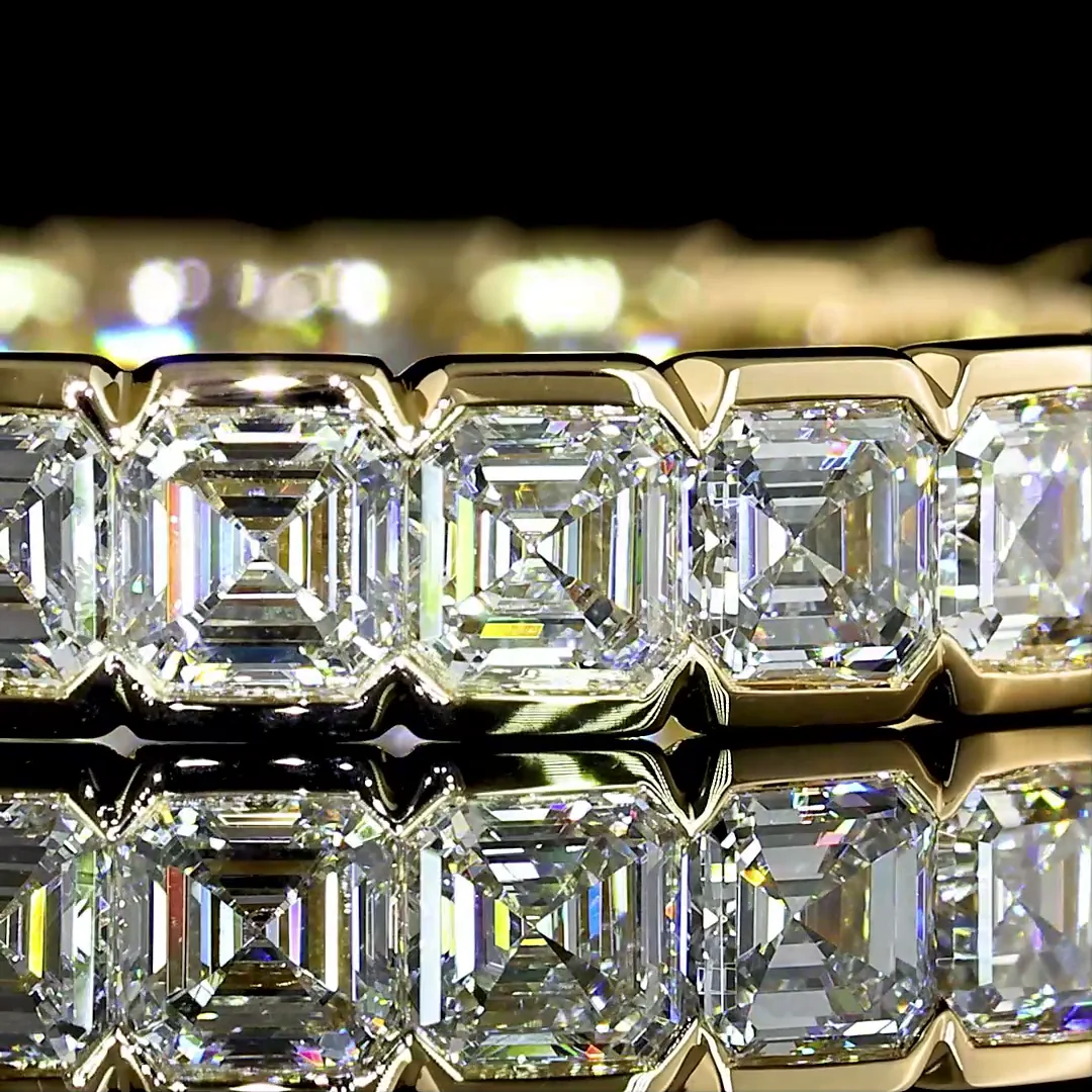 2.45 Cts 14k Yellow Gold Asscher Shape Eternity Band Eternity Band - Image 3