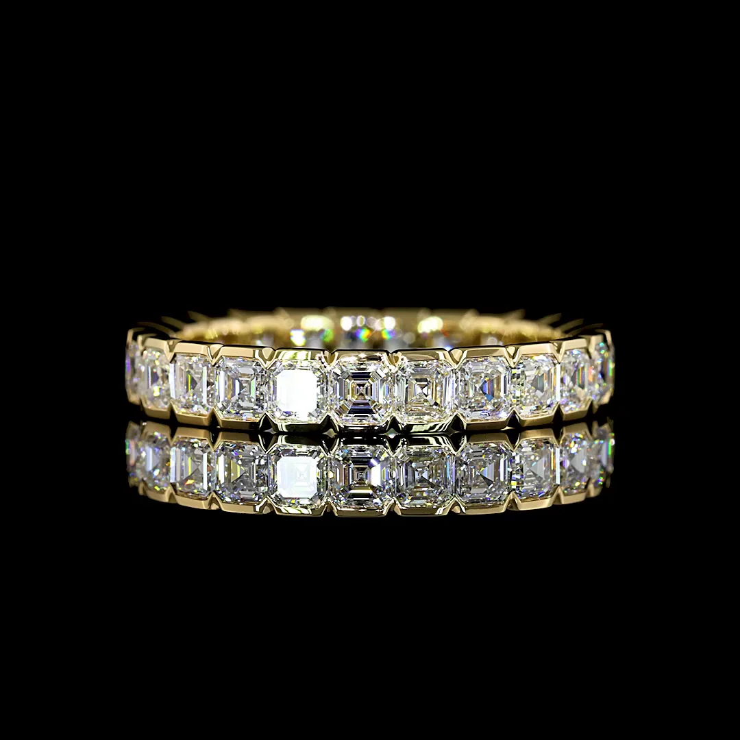 2.45 Cts 14k Yellow Gold Asscher Shape Eternity Band Eternity Band - Video