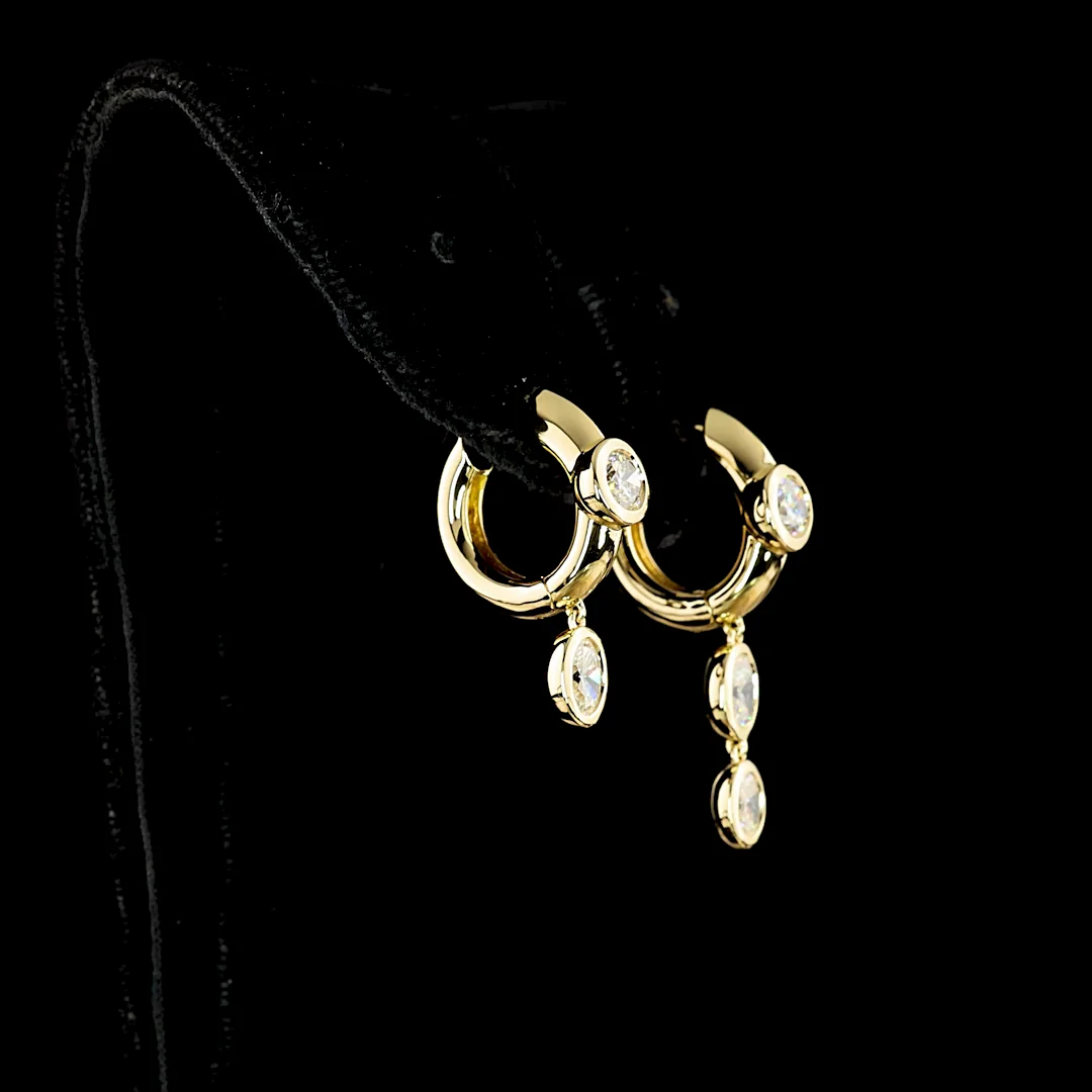 1.69 Cts 14k Yellow Gold Round Shape Hanging Earring - Image 2