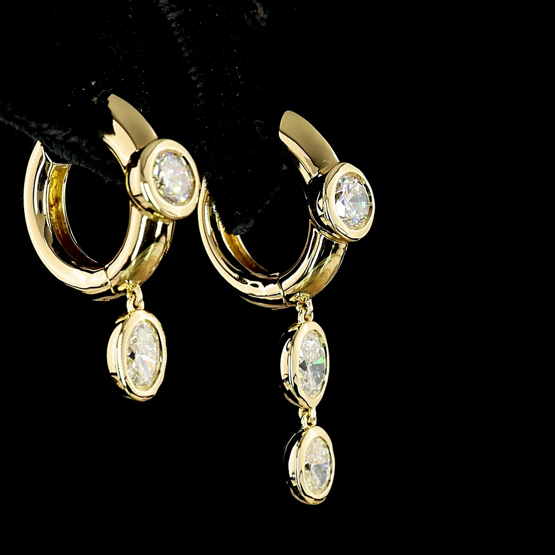 1.69 Cts 14k Yellow Gold Round Shape Hanging Earring - Image 4
