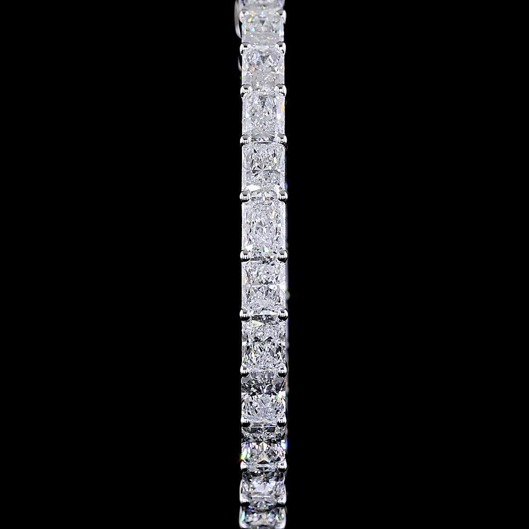 11.63 Cts 14k White Gold Radiant Shape Hoops Earring - Image 2