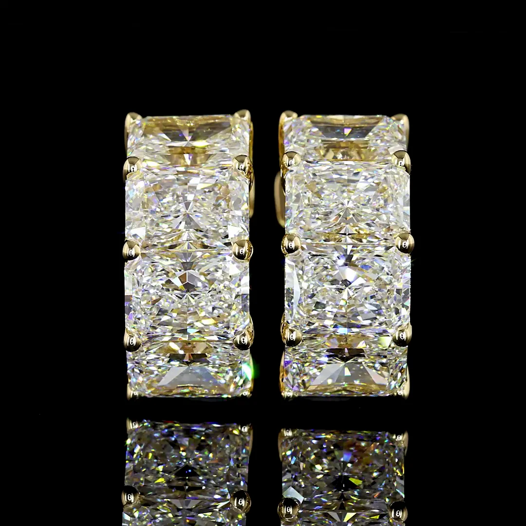 5.83 Cts 14k Yellow Gold Radiant Shape Huggies Earring - Image 3