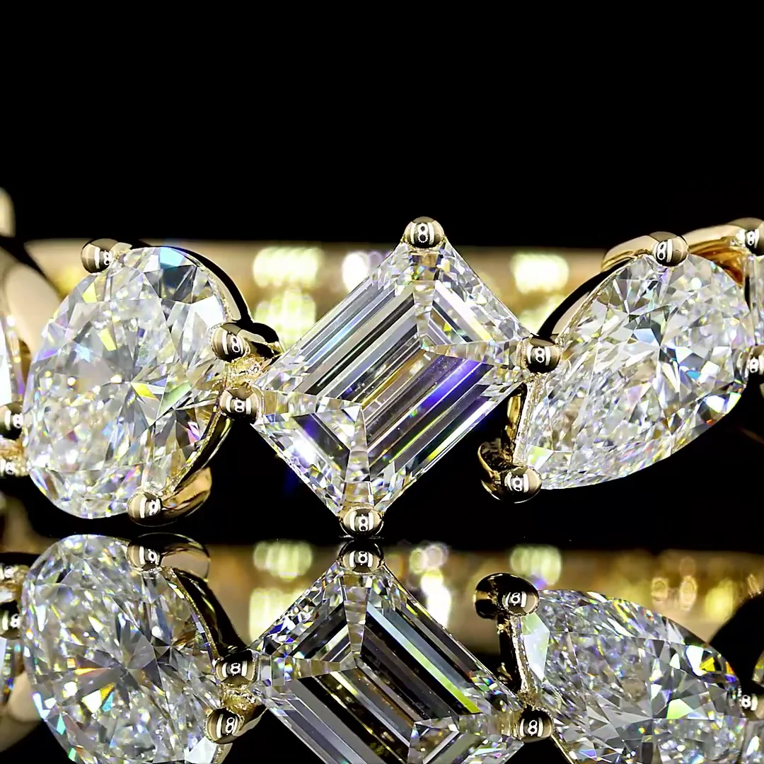 4.83 Cts 14k Yellow Gold Mix Shape 3/4 Band Eternity Band - Image 3