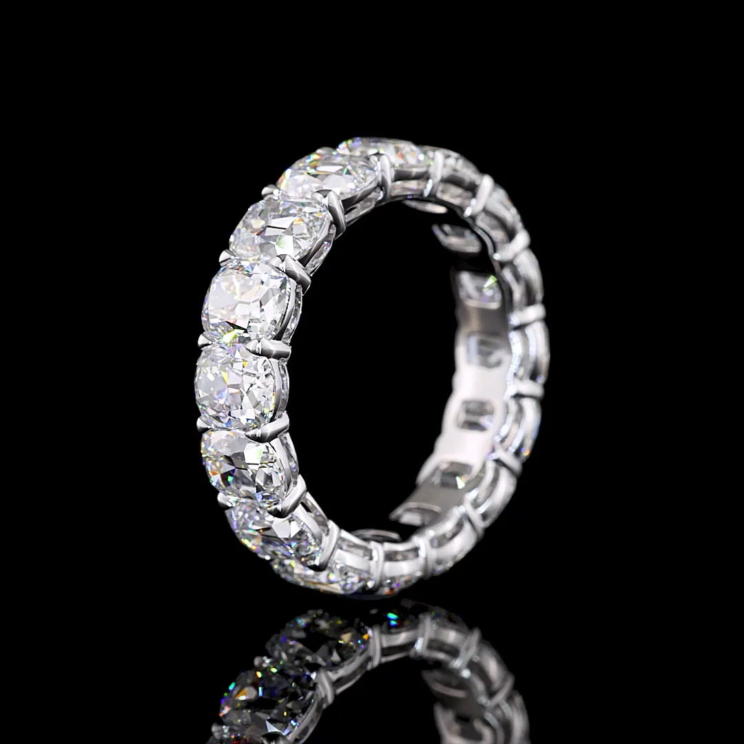 7.27 Cts 14k White Gold Antique Cushion Shape Eternity Band Eternity Band - Image 4