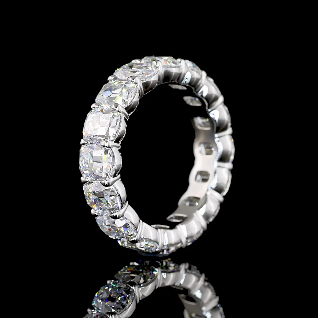 6.64 Cts Platinum Antique Cushion Shape Eternity Band Eternity Band - Image 4