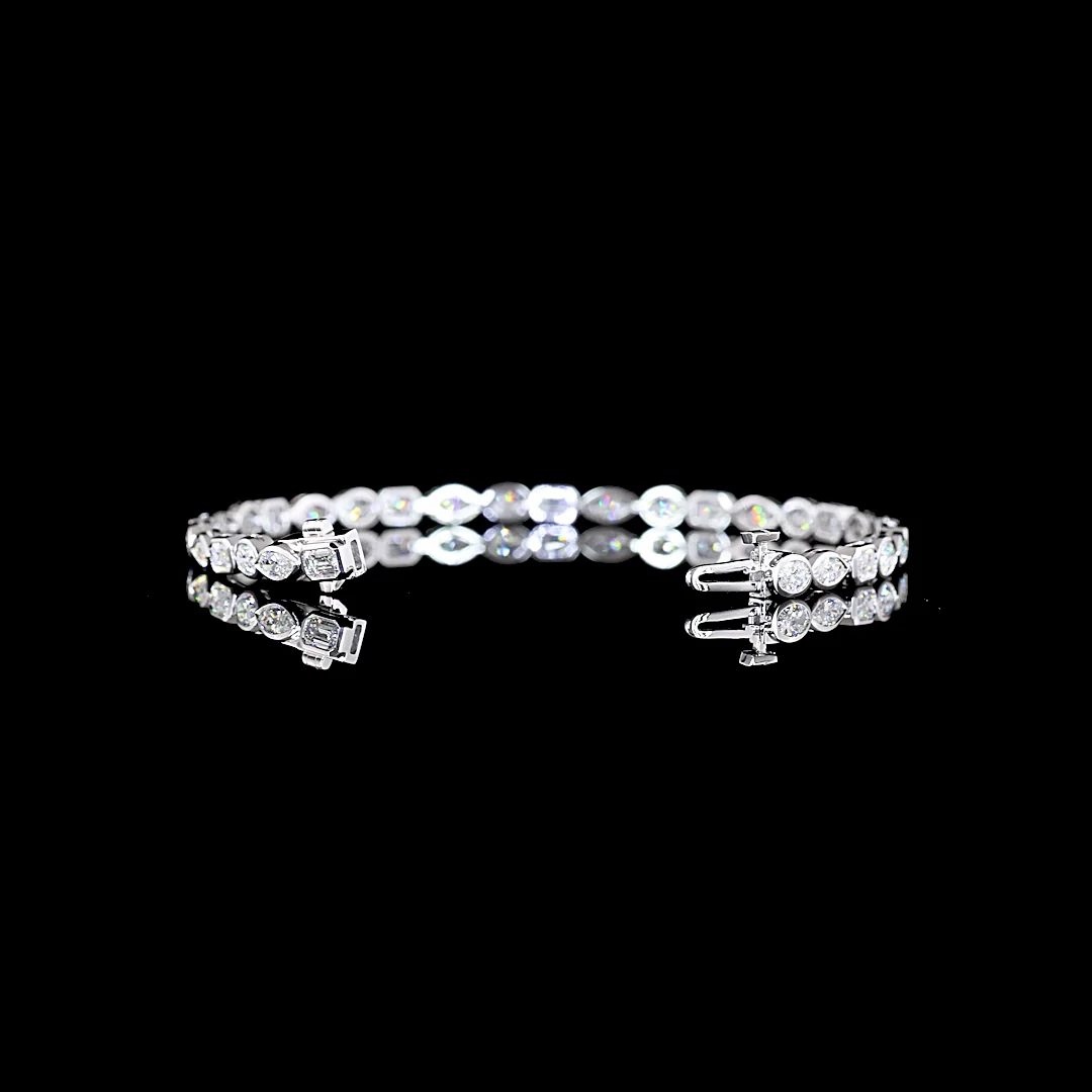 3 Cts 14k White Gold Mix Shape Tennis Bracelet - Image 2