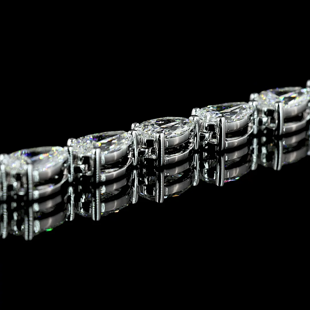 14.62 Cts 14k White Gold Pear Shape Tennis Necklace - Image 2