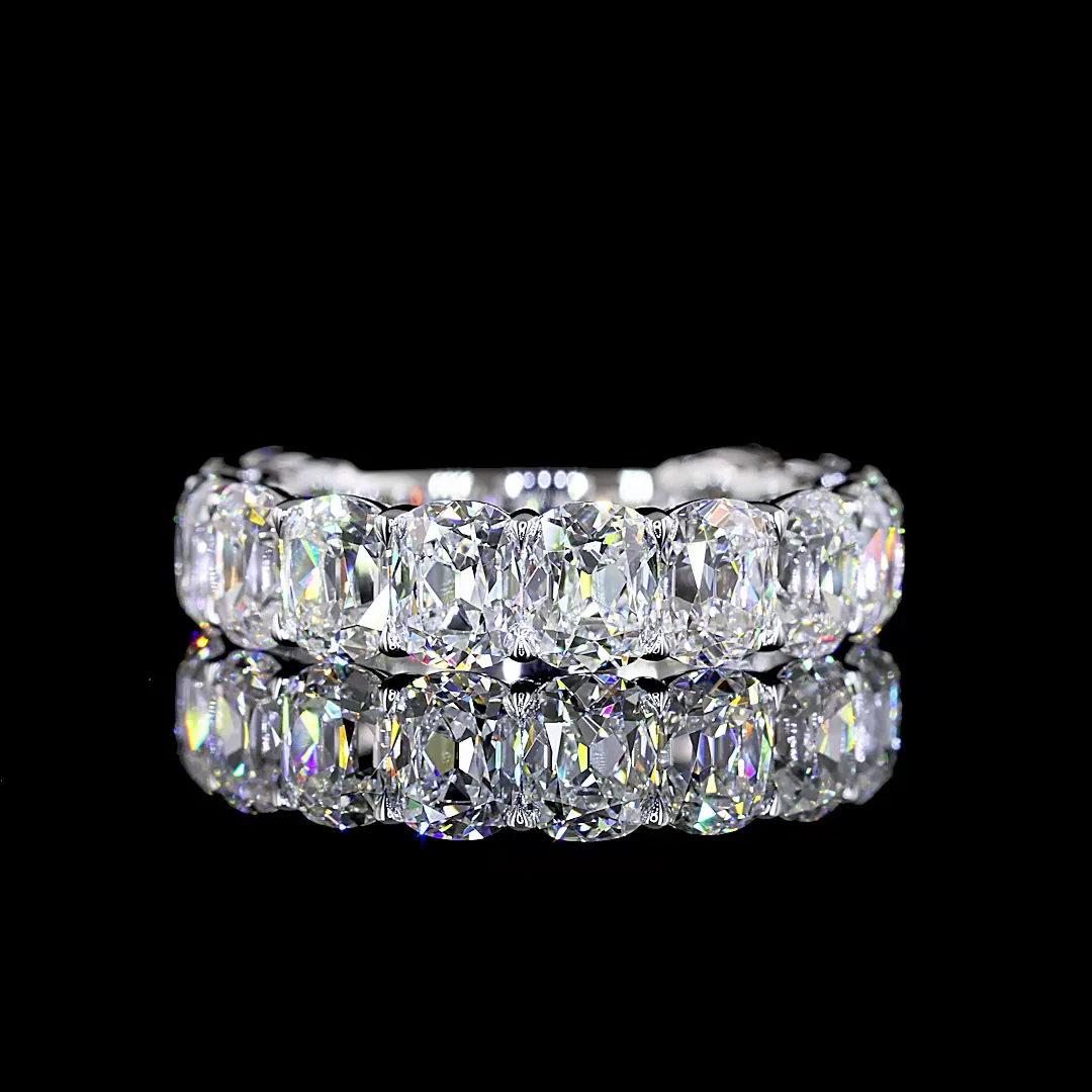 5.64 Cts 14k White Gold Antique Cushion Shape 3/4 Band Eternity Band - Video