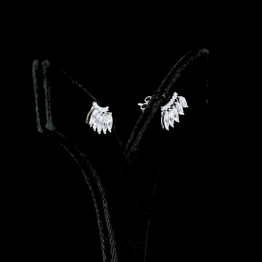 1.26 Cts 14k White Gold Marquise Shape Crawler Earring - Image 2