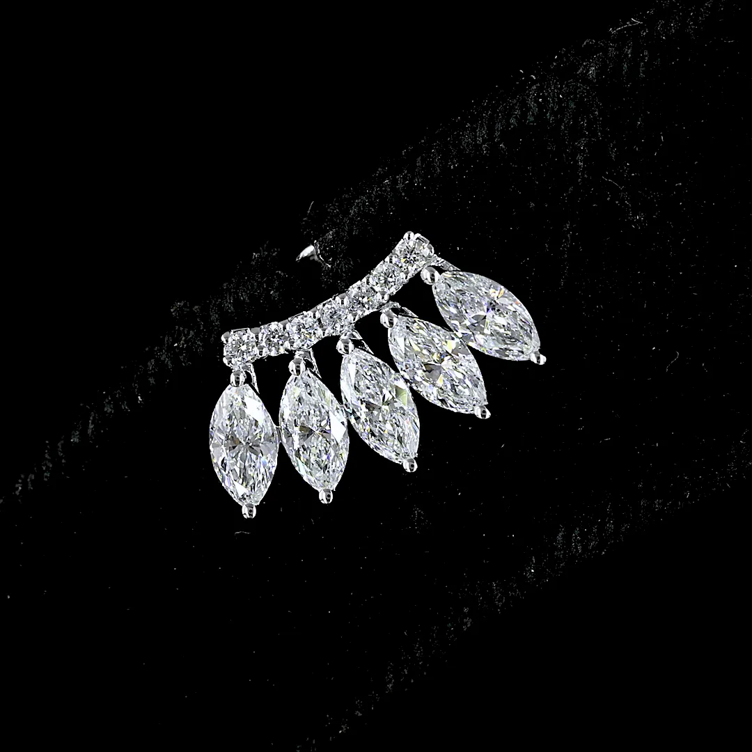 1.26 Cts 14k White Gold Marquise Shape Crawler Earring - Image 3