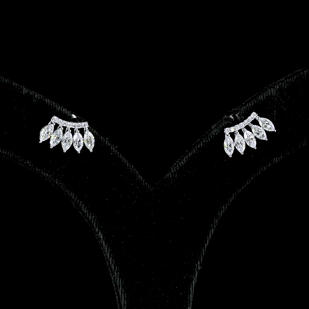 1.26 Cts 14k White Gold Marquise Shape Crawler Earring - Video