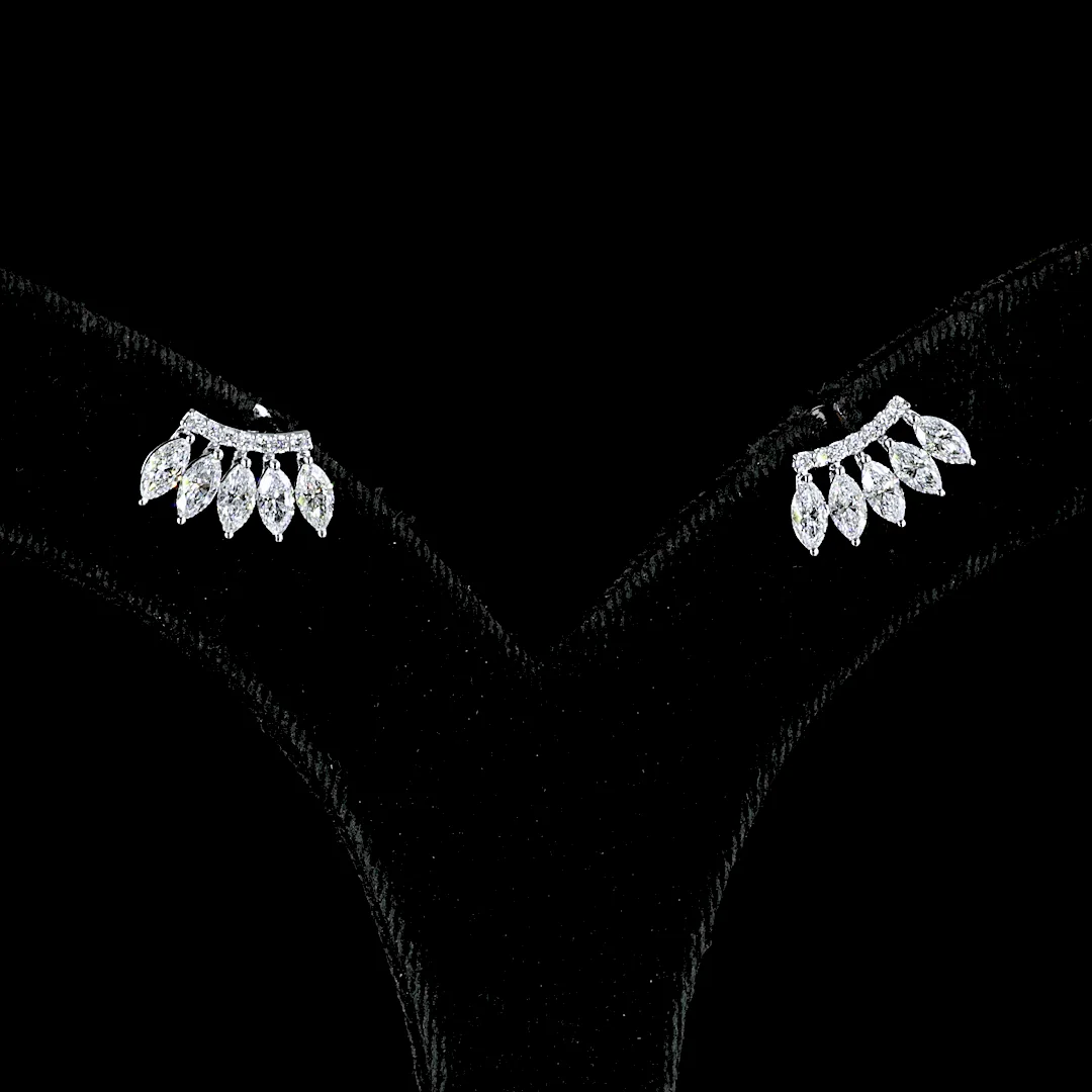 1.26 Cts 14k White Gold Marquise Shape Crawler Earring - Video