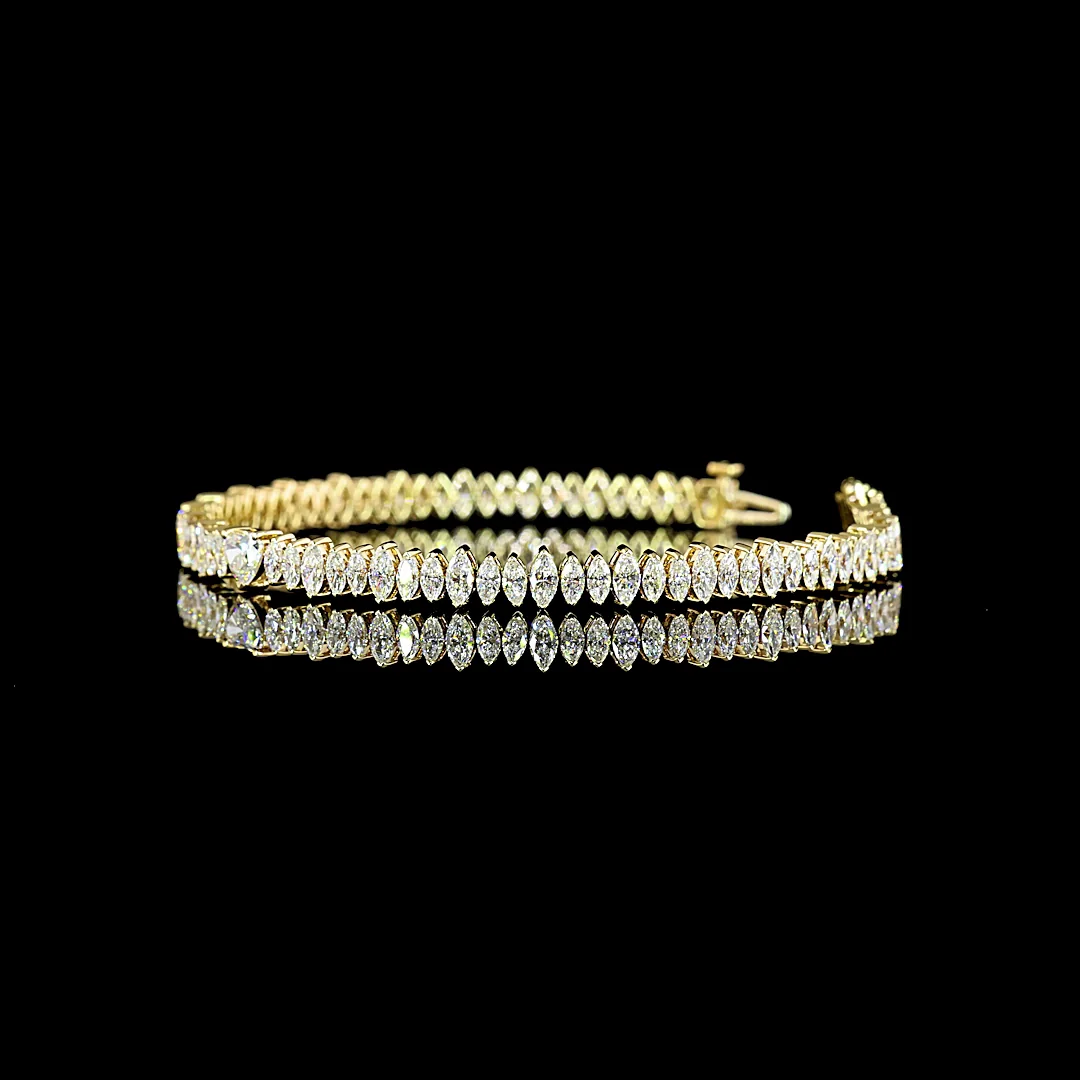 5.39 Cts 14k Yellow Gold Heart Shape Station Line Tennis Bracelet - Image 2