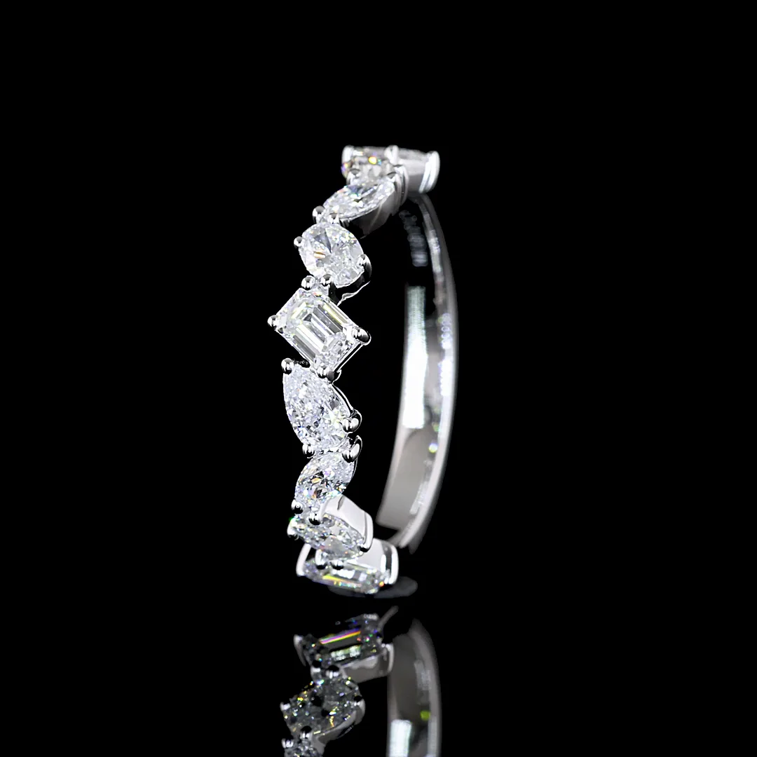 0.79 Cts 14k White Gold Mix Shape Half Eternity Eternity Band - Image 4