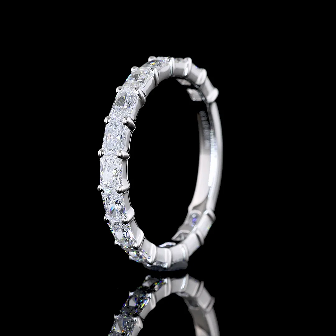 1.35 Cts 14k White Gold Radiant Shape 3/4 Band Eternity Band - Image 4