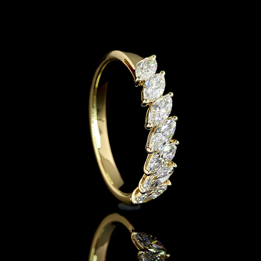 0.98 Cts 14k Yellow Gold Marquise Shape 7 Stones Eternity Band - Image 2