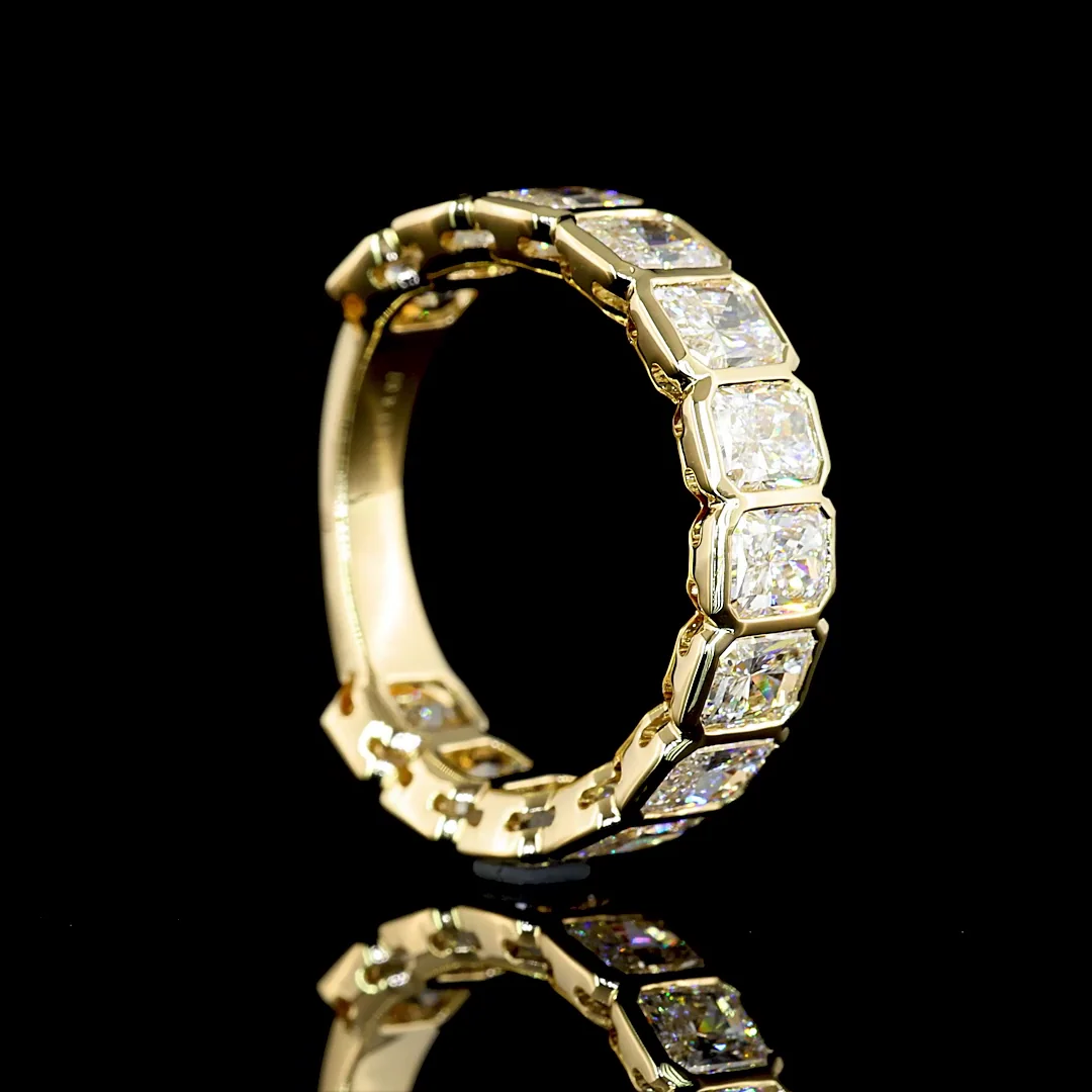 4.07 Cts 14k Yellow Gold Radiant Shape 3/4 Band Eternity Band - Image 2