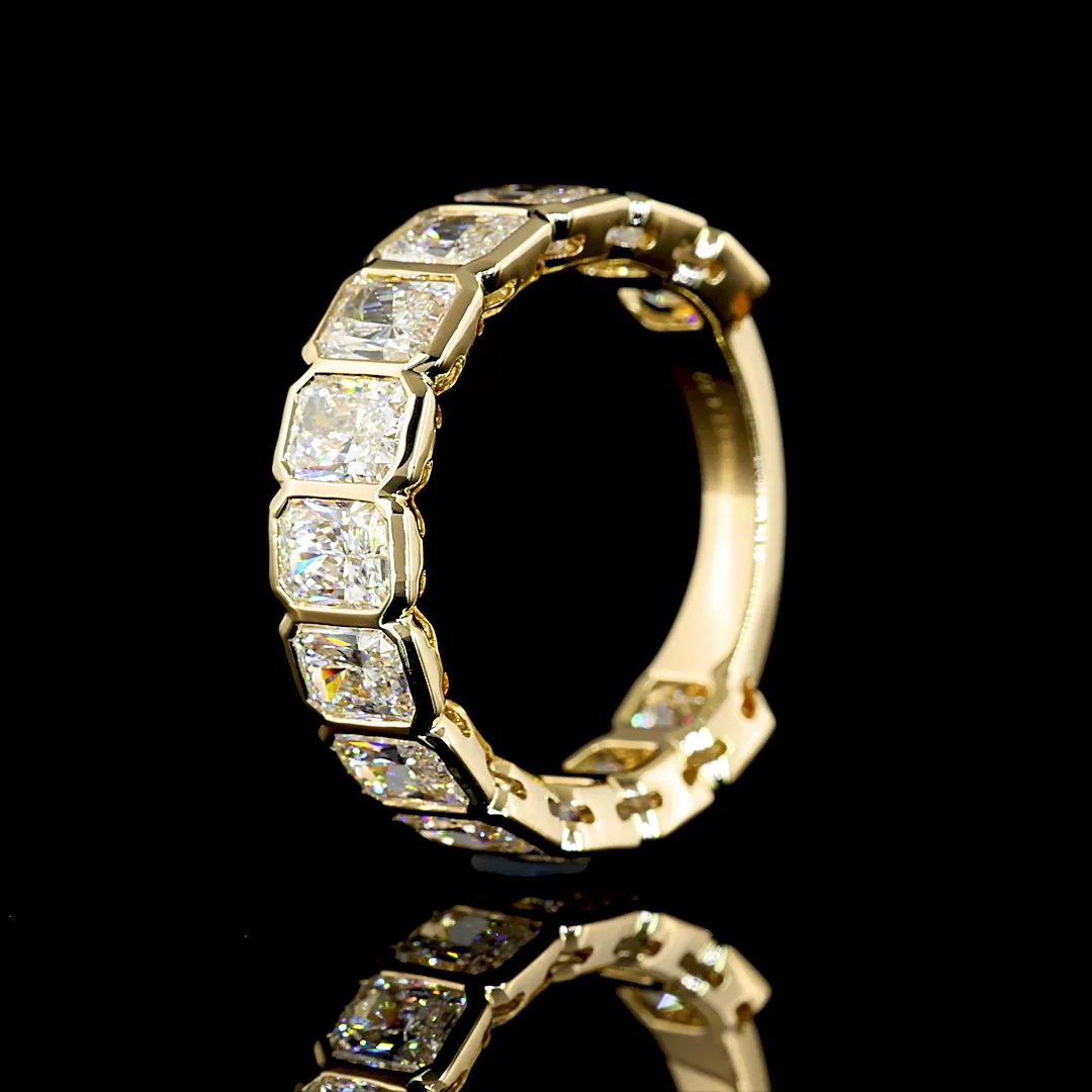 4.07 Cts 14k Yellow Gold Radiant Shape 3/4 Band Eternity Band - Image 4