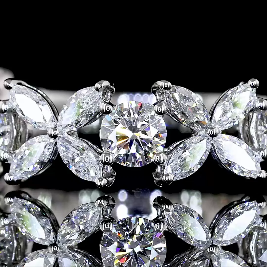 1.54 Cts Platinum Mix Shape 3/4 Band Eternity Band - Image 3