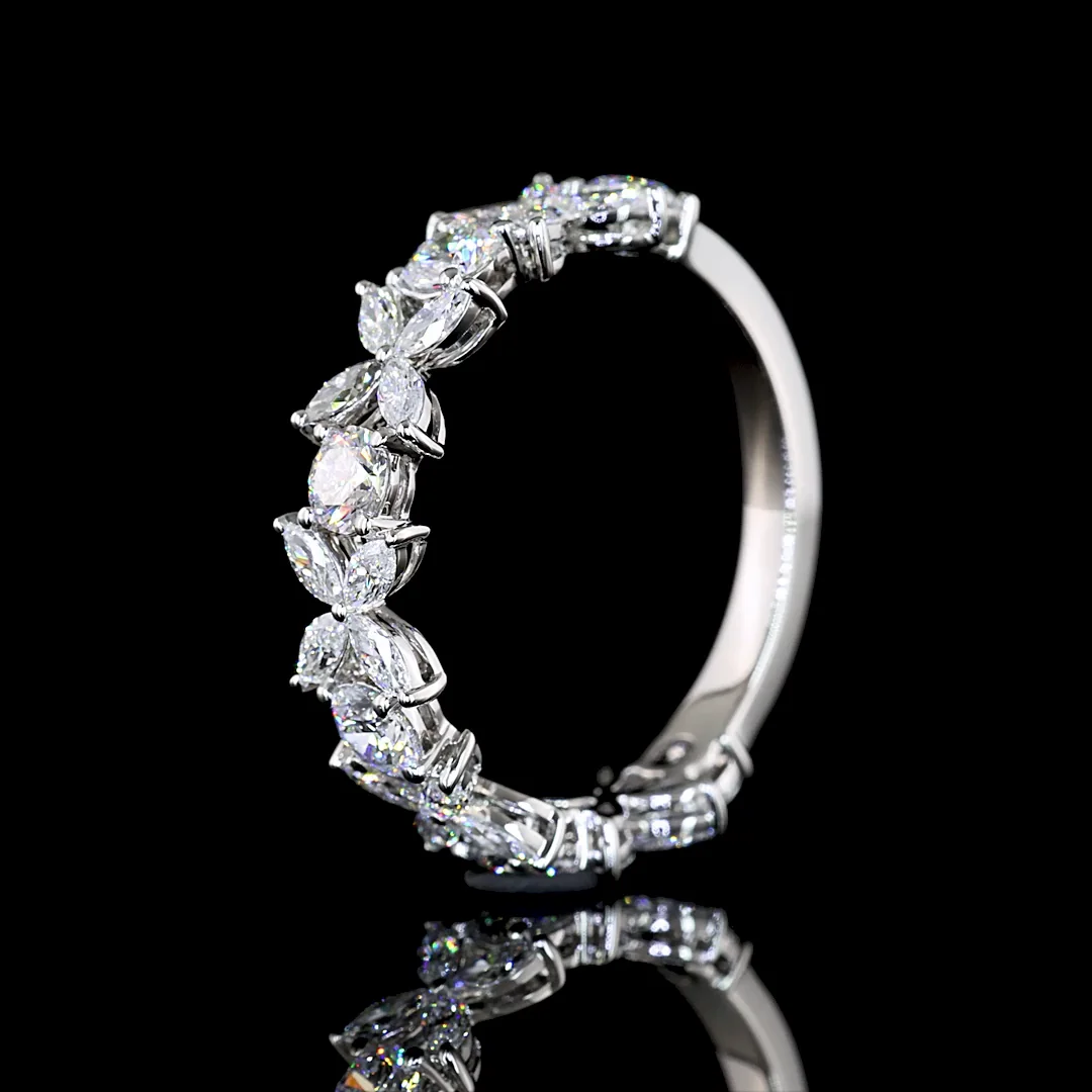 1.54 Cts Platinum Mix Shape 3/4 Band Eternity Band - Image 4