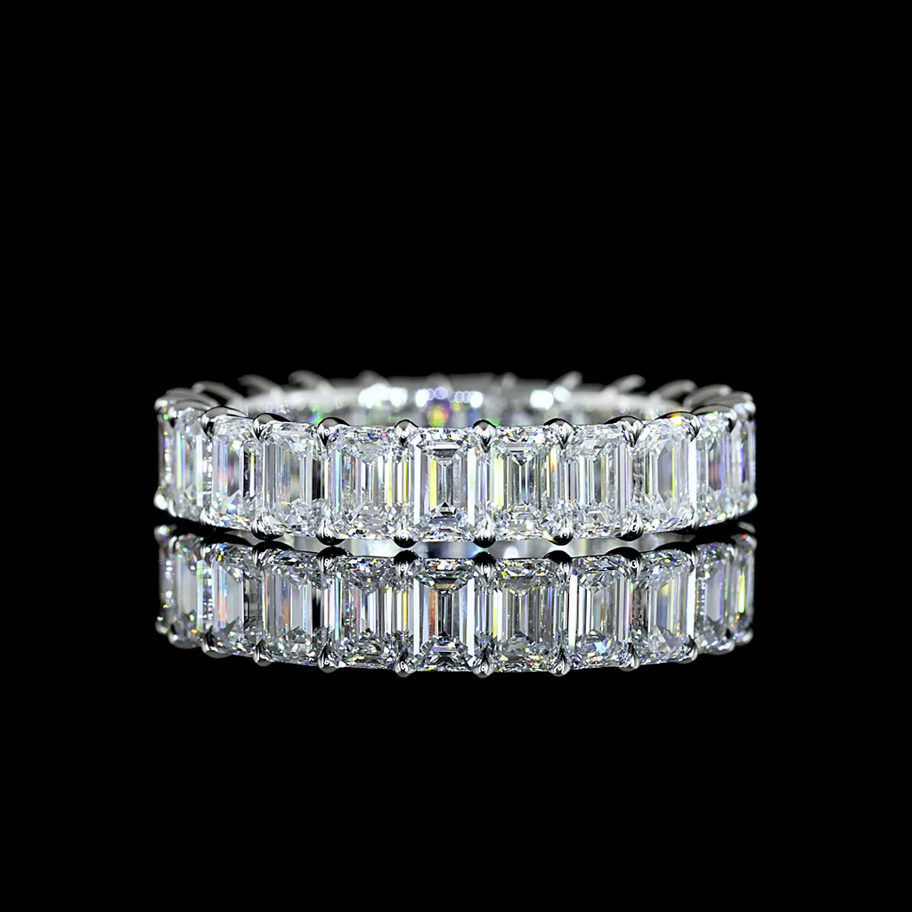 5.15 Cts Platinum Emerald Shape Eternity Band Eternity Band - Video