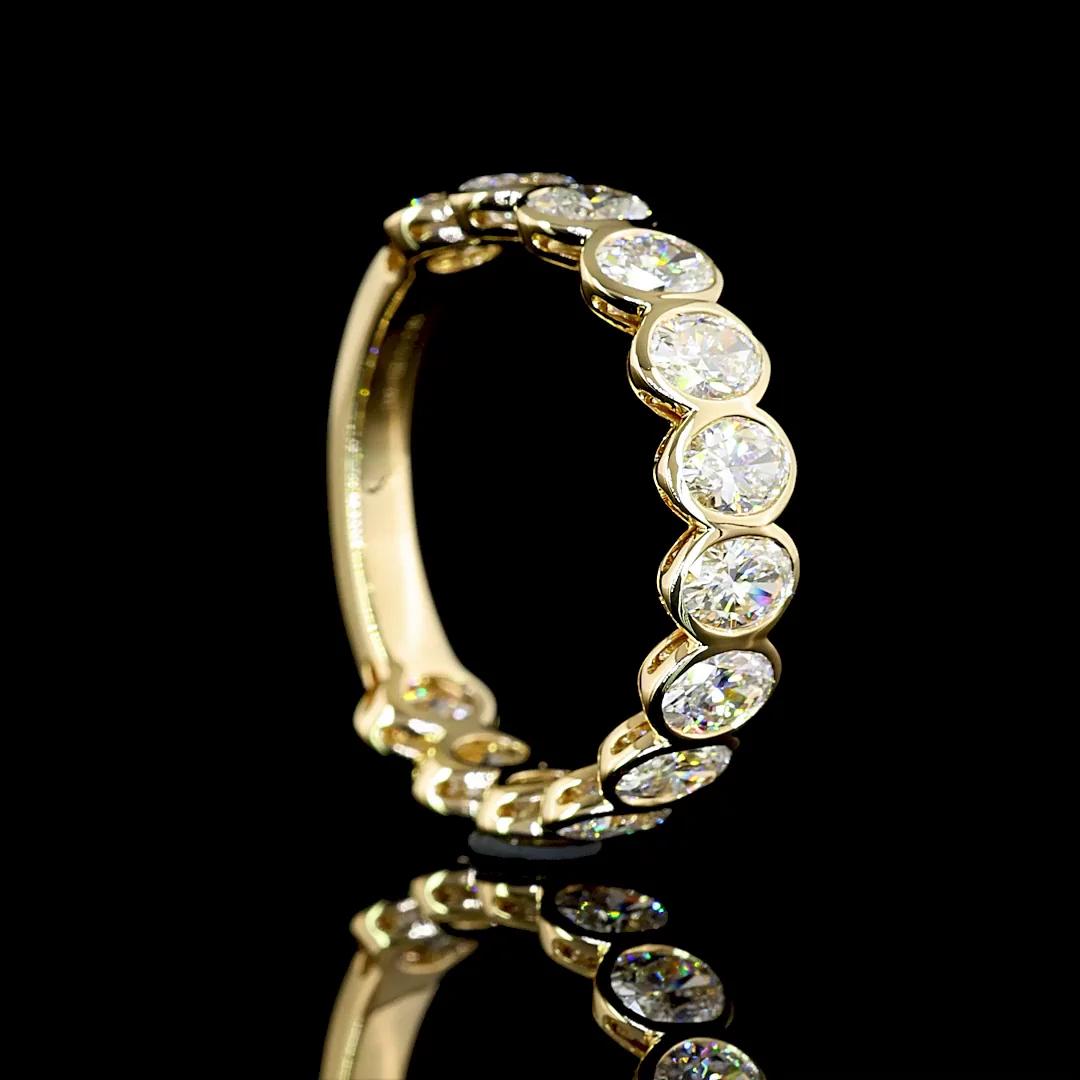 2.05 Cts 14k Yellow Gold Oval Shape 3/4 Band Eternity Band - Image 2