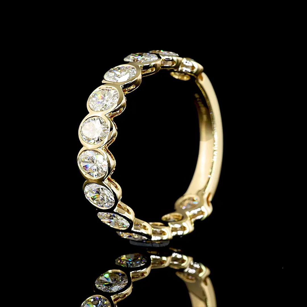 2.05 Cts 14k Yellow Gold Oval Shape 3/4 Band Eternity Band - Image 4