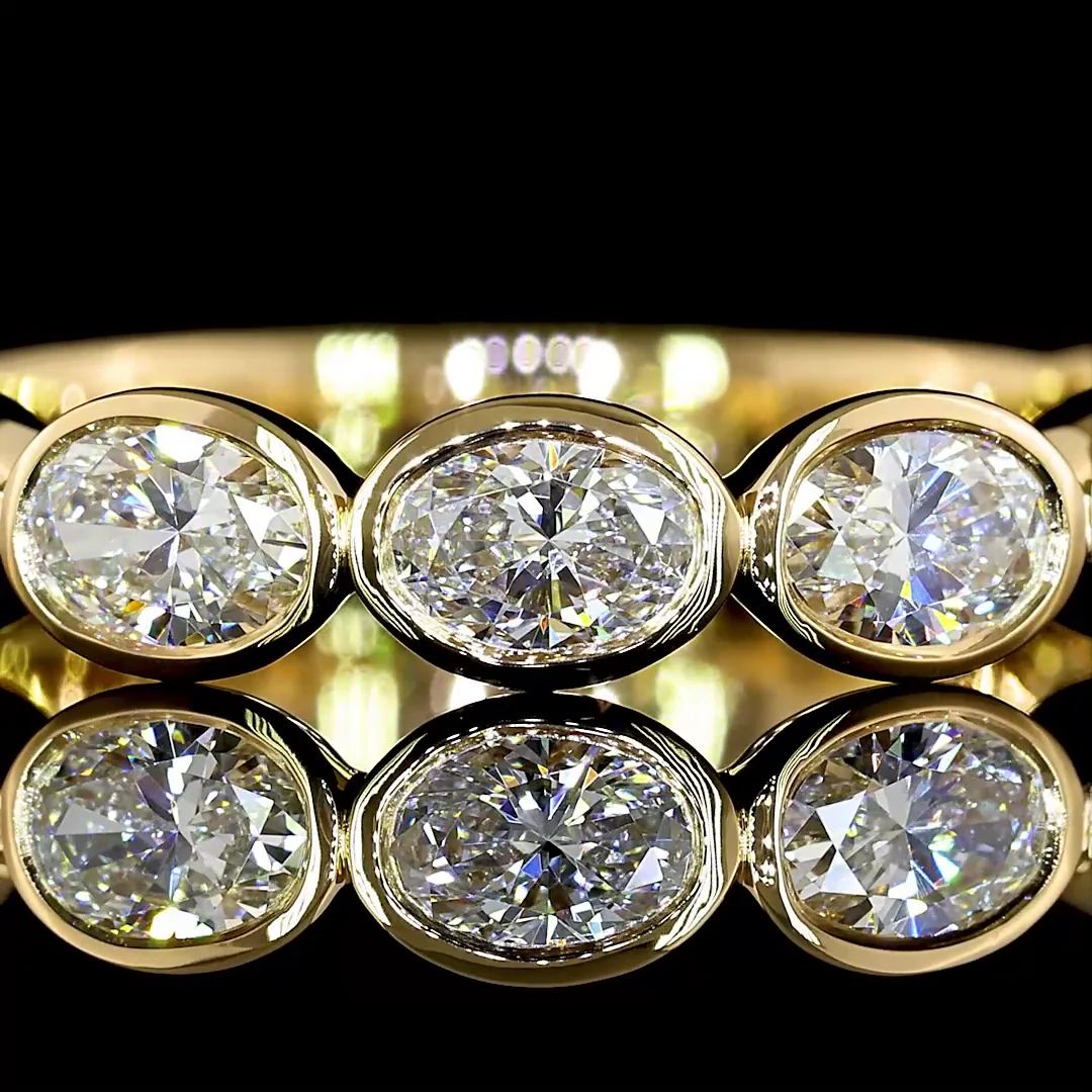 1.3 Cts 18k Yellow Gold Oval Shape 3/4 Band Eternity Band - Image 3