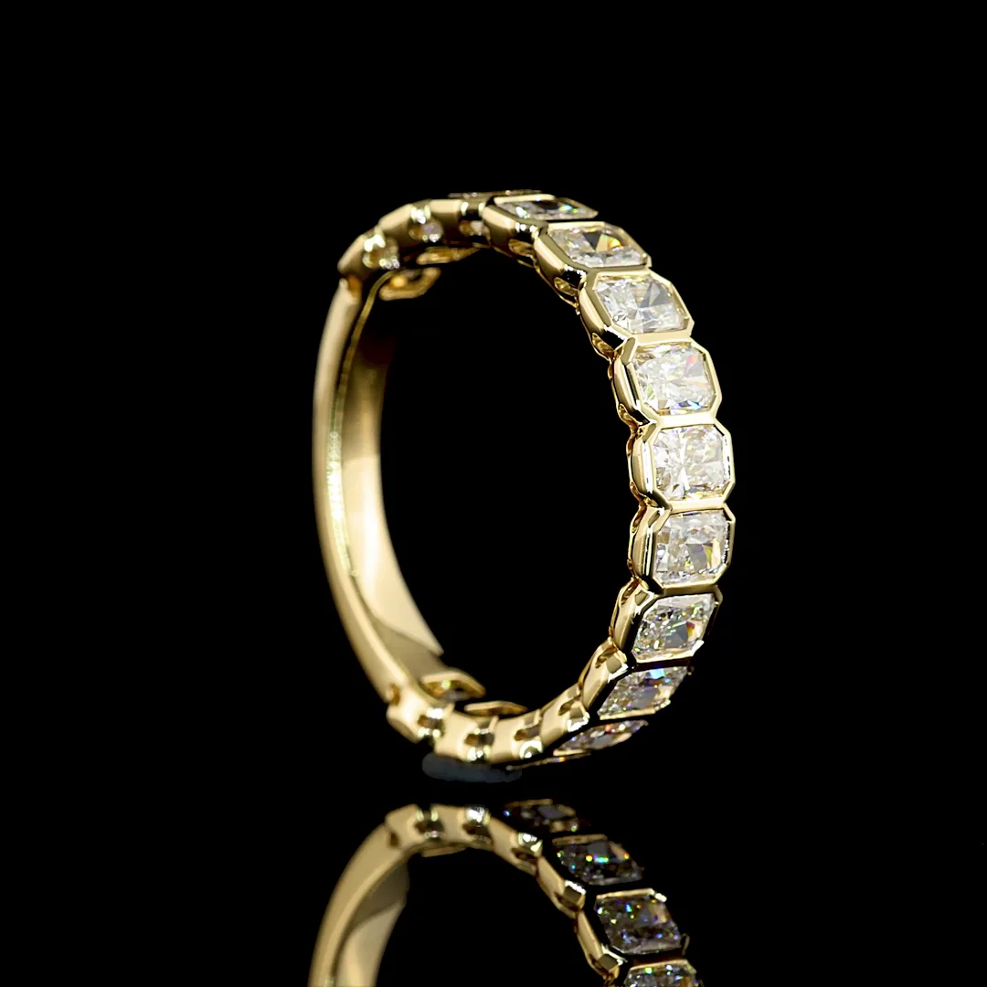 1.94 Cts 14k Yellow Gold Radiant Shape 3/4 Band Eternity Band - Image 2