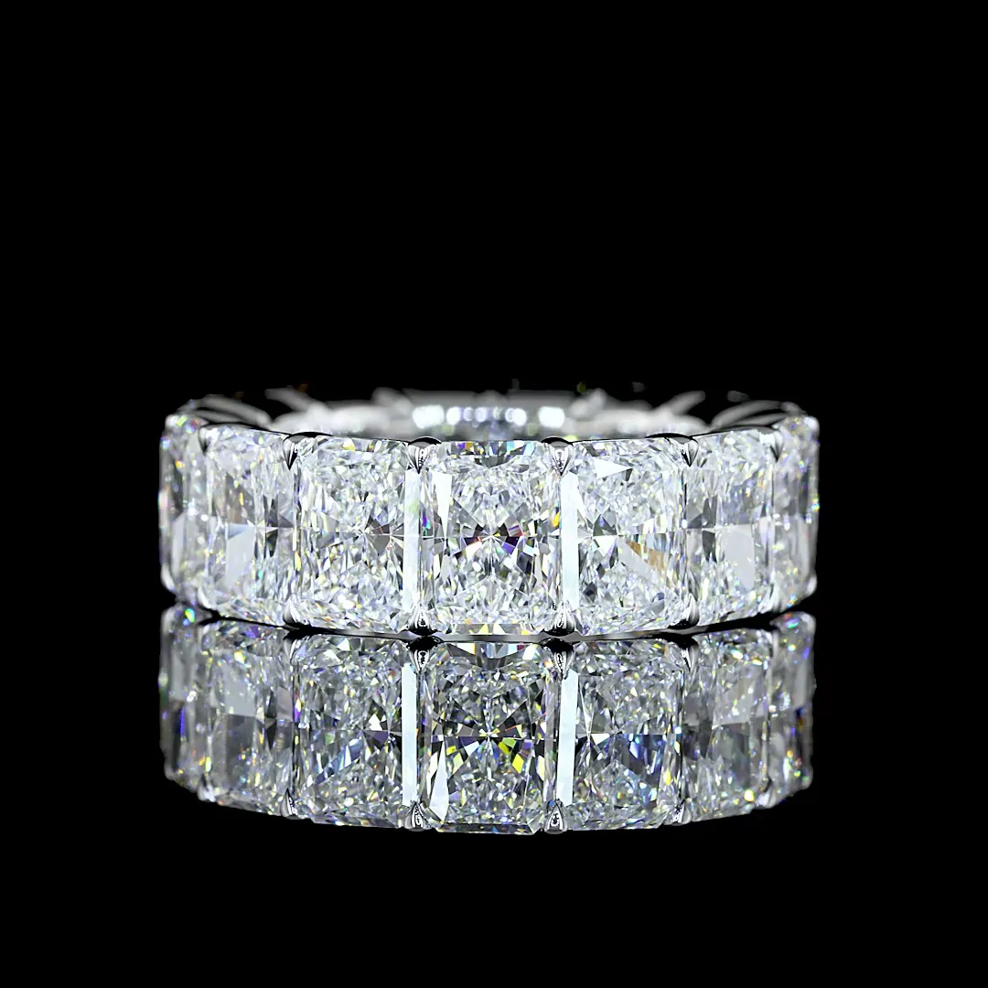 10.52 Cts 14k White Gold Radiant Shape Eternity Band Eternity Band - Video