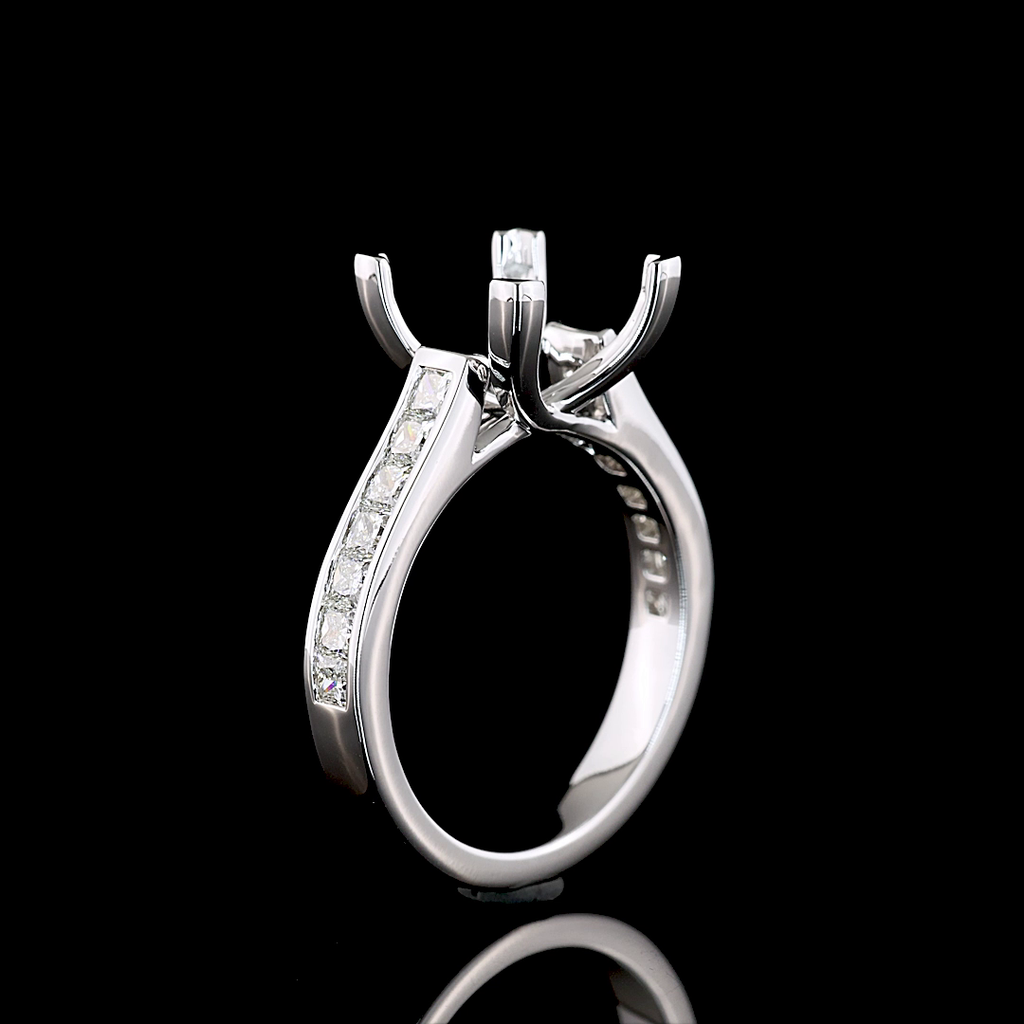 0.7 Cts 14k White Gold Shape Solitaire Diamond Shank Ring - Image 2