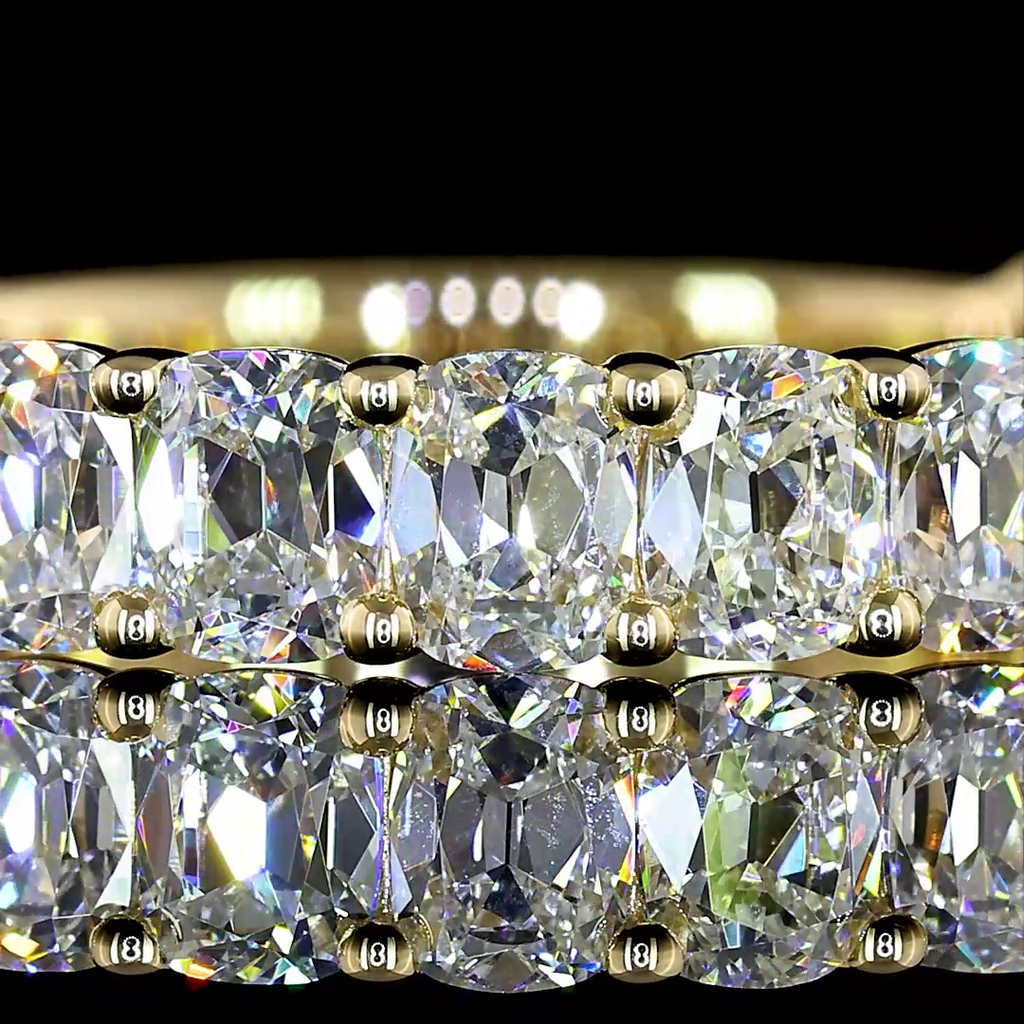 1.85 Cts 14k Yellow Gold Antique Cushion Shape 3/4 Band Eternity Band - Image 3
