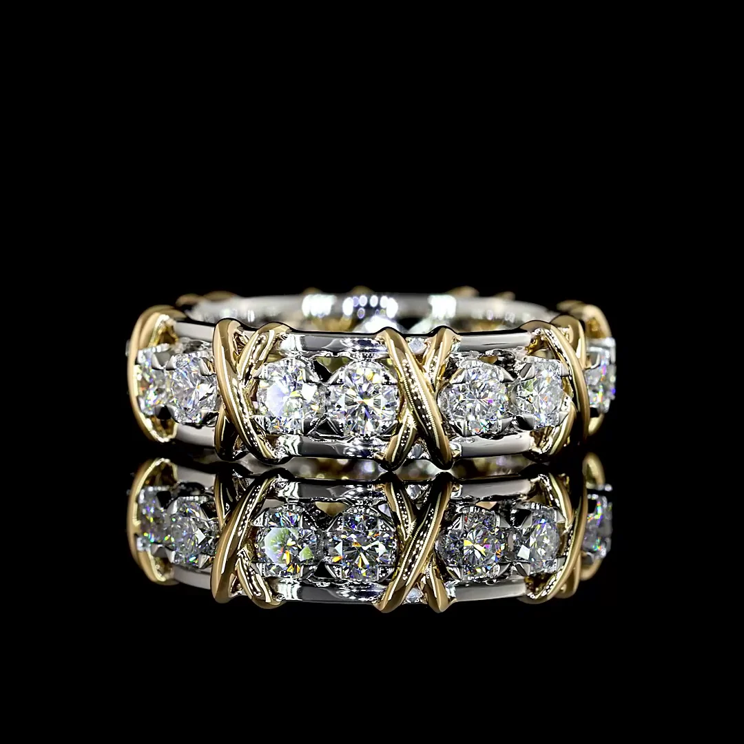 1.32 Cts 18k Yellow Gold - Platinum Round Shape Special Eternity Band - Video