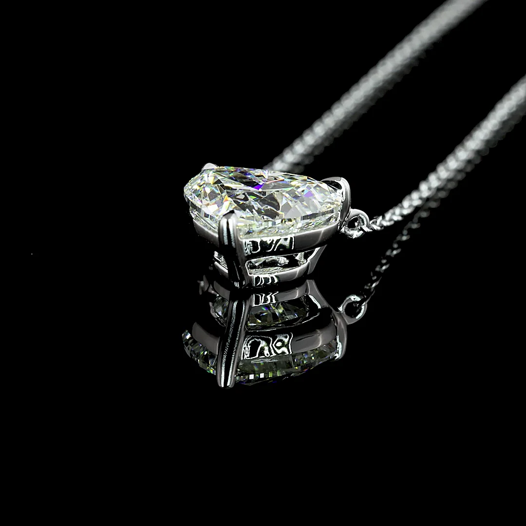 1.5 Cts 14k White Gold Heart Shape Solitaire Pendant - Image 4